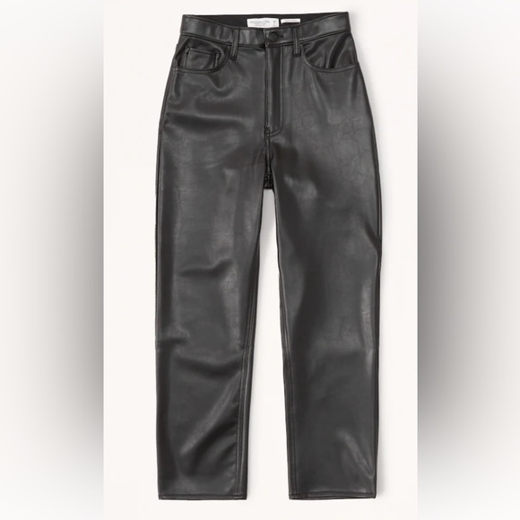 Abercrombie & Fitch Pants - Abercrombie Black Vegan Leather Ankle Straight Pant 27/4